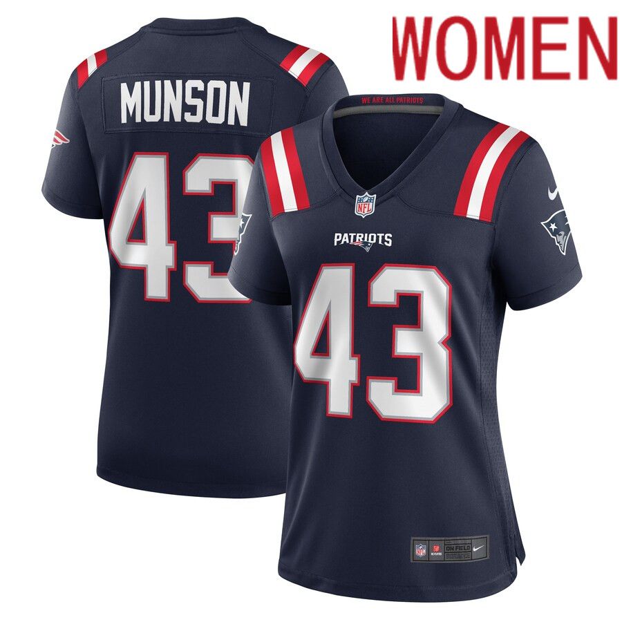 Women New England Patriots #43 Calvin Munson Nike Navy Home Game Player NFL Jersey